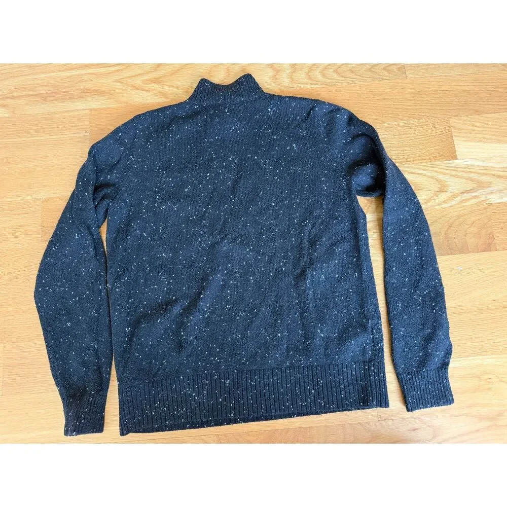 LOFT Polar Bear Sweater Size S Black White Speckled Mock Neck Winter
